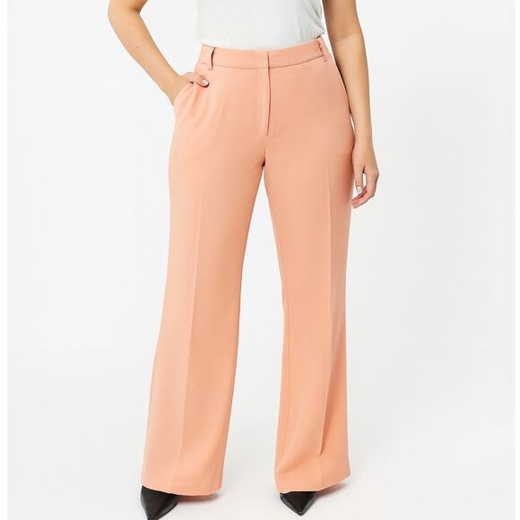 ASOS Tall High Waist Trousers Peach Pink Straight Leg Dress Pants Size 14 Long - Picture 1 of 11